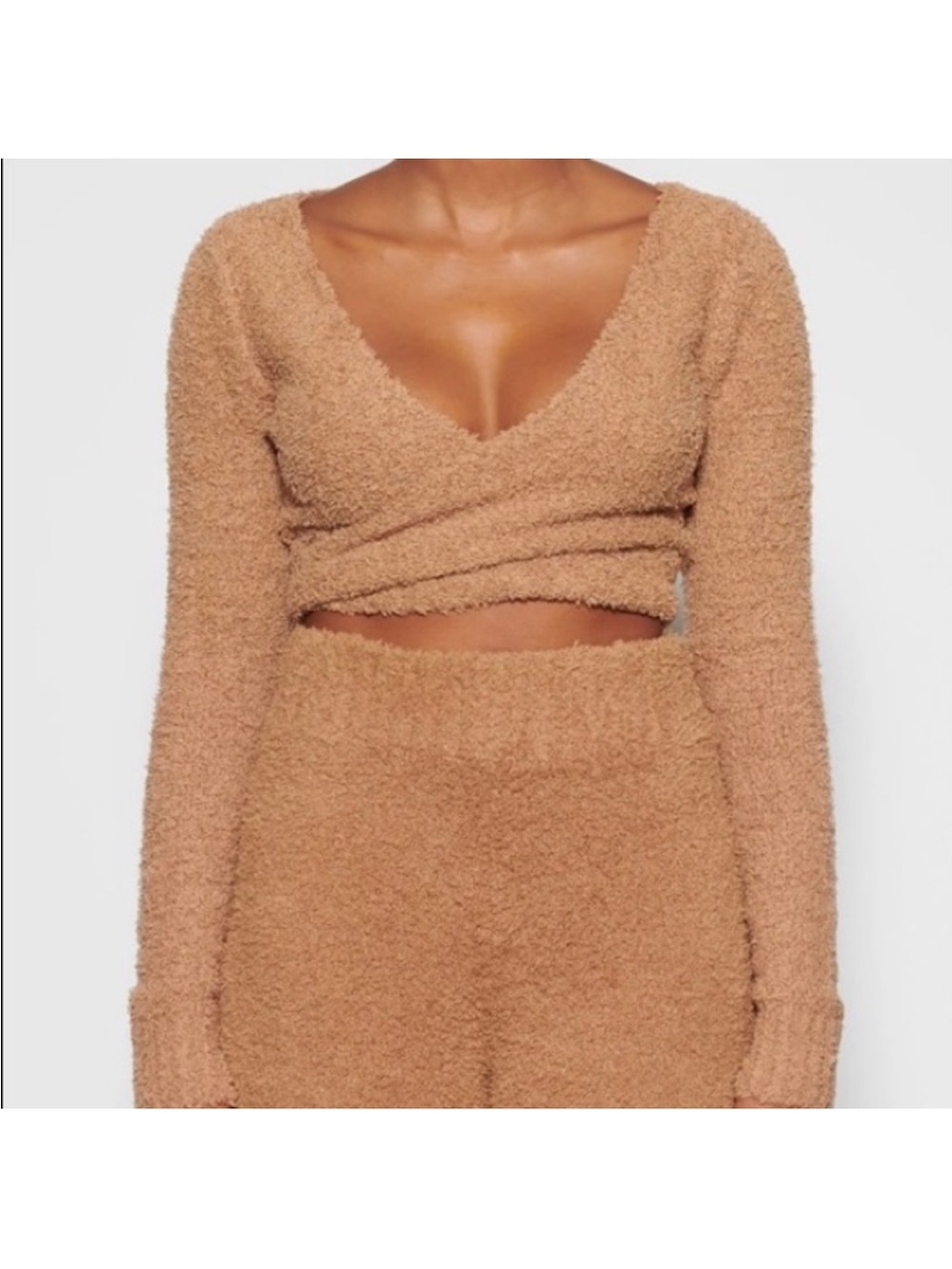 Skims Top and Bottom Sherpa Cozy Set Camel